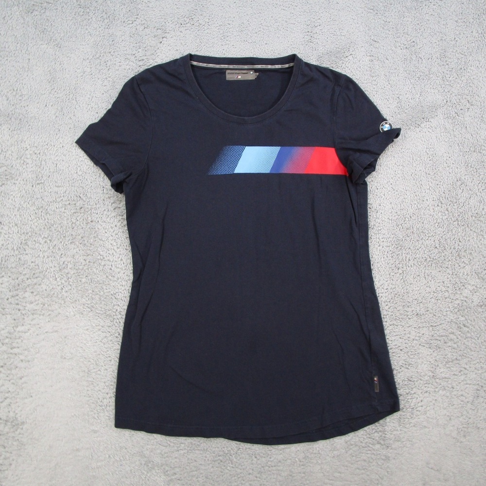 BMW Motorsport M Power Graphic T-Shirt Navy Blue Short Sleeve Womens Medium